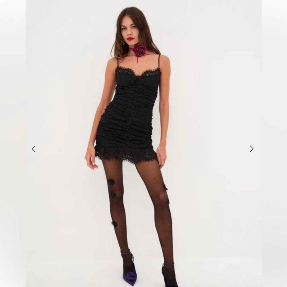 NWT For Love And Lemons Samira Black Lace Mini Dress Size XL Ret $198 - Picture 3 of 16